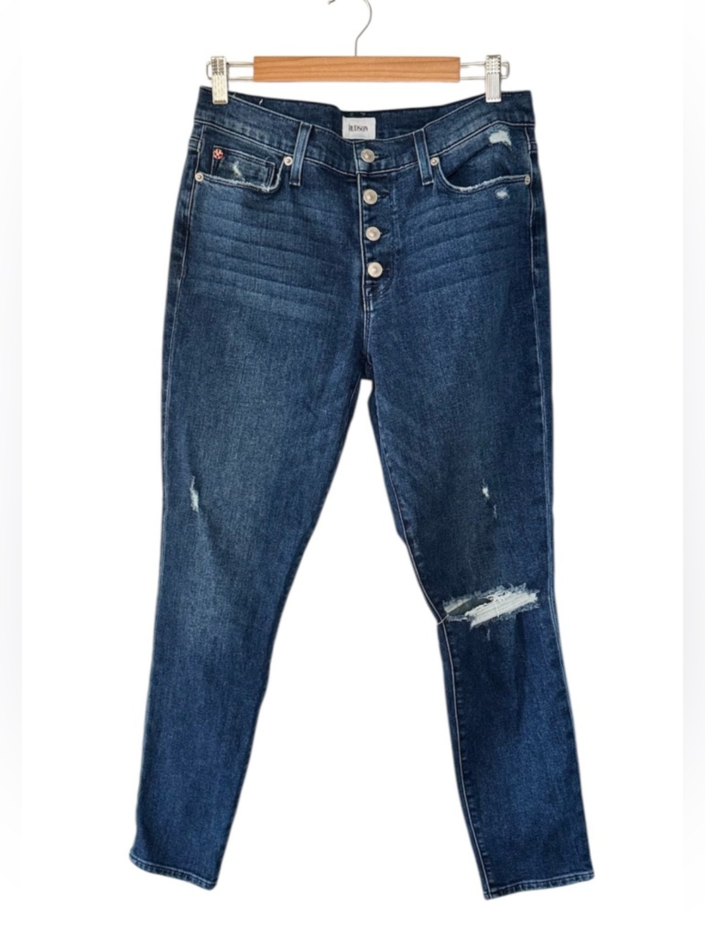 Hudson Natalie Mid Rise Skinny Ankle Jeans Size 30 Blue Stretch Denim